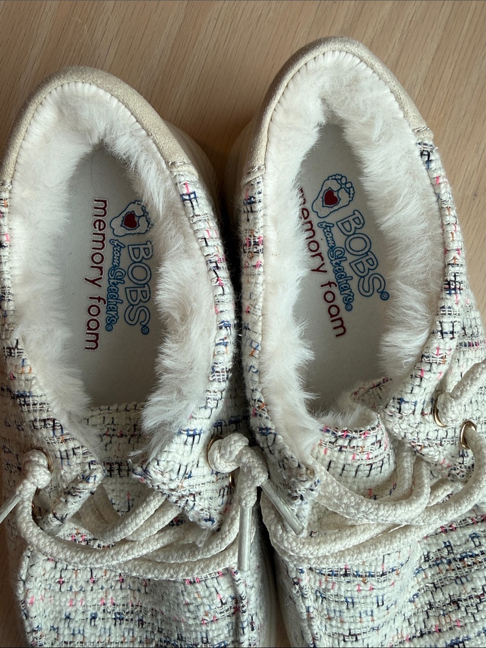 🔥 HOT DEAL BOBS Skechers Cream Tweed Lace-Up Sneakers with Multicolor.. So Cute! - Picture 8 of 13
